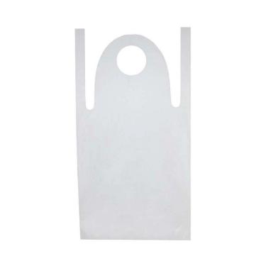 Imagem de 100 Avental Plástico Descartável Polietileno Branco Leitoso