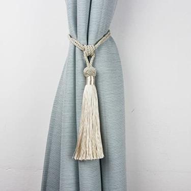Imagem de peça prendedores de cortina de borla prendedores de cortina decorativos cordão de decoração de casa para cortinas fivela corda acessórios para sala de estar, bege, 1 peça