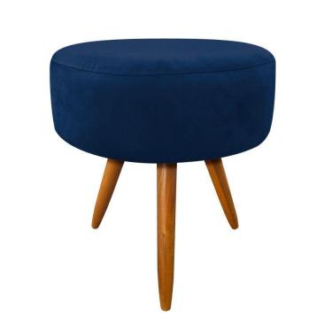 Imagem de Puff Decorativo Banqueta Dóris Redondo Suede Azul Marinho