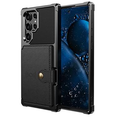 Imagem de Capa de couro com slot para cartão de proteção contra queda para Samsung Galaxy S22 Ultra S 22 S21 FE 5G S20 Plus A52S A52 A72 A12 capa de carteira, preta, para Galaxy A12 5G