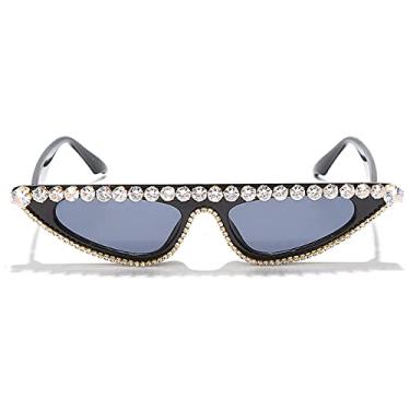 Imagem de Óculos de sol olho de gato feminino designer de moda vintage strass óculos de sol rosa sexy óculos cateye gafas de ojo de gato, 2, tamanho único