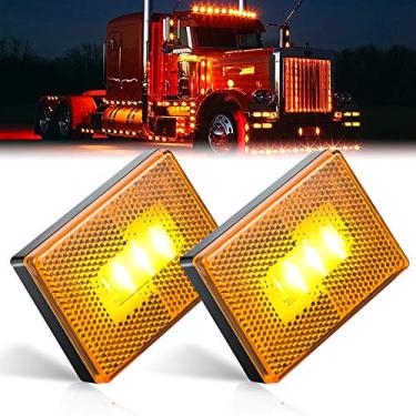 Imagem de Luzes de LED laterais, Nifeida 3 LEDs, à prova d'água, suporte quadrado para parafusos, reboque, luz lateral reflexiva para corrida de caminhão, trailer, barco, trailers (2 âmbars)