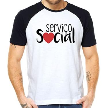 Imagem de Camiseta serviço social camisa tshirt assistente social Cor:Preto com Branco;Tamanho:GG