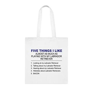 Imagem de Five Things I Like Labrador Retriever, presente para cachorro labrador retriever, aniversário de cachorro labrador retriever sacola reutilizável para cachorro labrador retriever, Branco