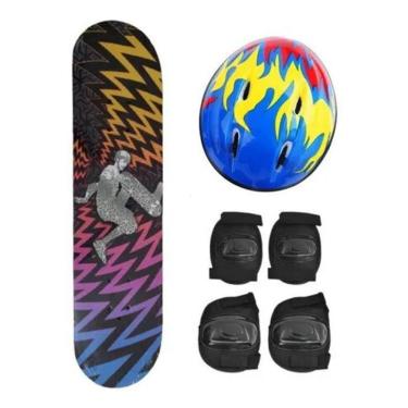 Imagem de Skate Infantil Com Kit De Proteção E Bolsa Estampas Variadas