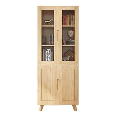 Imagem de KIZQYN Estante de livros porta de vidro contra a parede casa do chão ao teto sala de estar estudo quarto luz luxo multicamadas treliça estante de livros (cor: b)