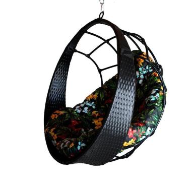 Imagem de Balanço Suspenso Ninho Almofada Preto Florido Preto