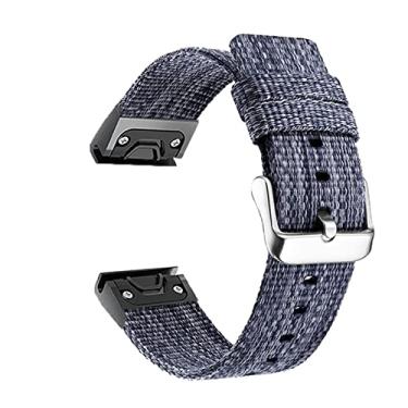 Imagem de DFAMIN para Garmin Fenix 6 6X Pro 5 5X Plus Forerunner 945 935 Approach S60 S62 Pulseira de relógio de nylon tecido de fácil ajuste pulseira de liberação rápida (Cor: azul, Tamanho: