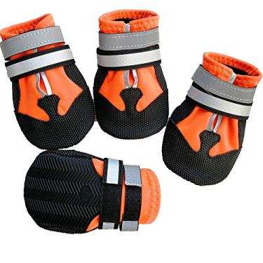 Imagem de Yajun Sapatos para cães botas de inverno quentes refletivas botas de cachorro capa antiderrapante portátil ao ar livre para cães médios grandes, laranja, M
