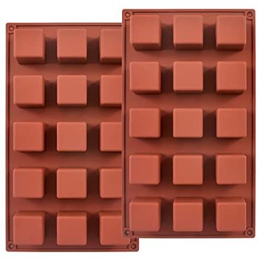 Imagem de ionEgg 15 cavidades molde quadrado de silicone de 3,6 cm, molde de cubo para fazer doces de chocolate, bolo, bandeja de cubos de gelo, trufas de praliné, pacote com 2