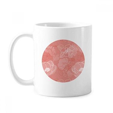 Imagem de Flor, linha de plantas, caneca com padrão de peônia, cerâmica e café, xícara de porcelana