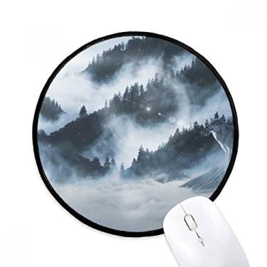 Imagem de Florestal Fog Cenário Natureza Ciência Mouse Pad Desktop Escritório Tapete Redondo para Computador