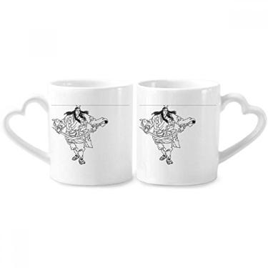 Imagem de Conjunto de canecas de porcelana para casal, Wusong, o romance com a figura chinesa e coração