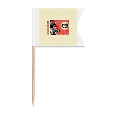 Imagem de Bandeiras de palito de propaganda educacional vermelhas para marcação de rotulagem para bolo de festa, prato de queijo