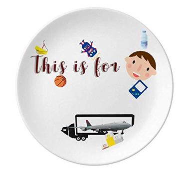 Imagem de Prato de porcelana de transporte de caminhão de aeronaves prato redondo para jantar menino