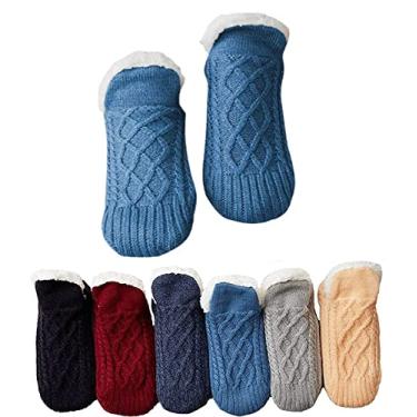 Imagem de Novas meias de tecido e veludo para ambientes internos, meias térmicas antiderrapantes para piso interno, vários tamanhos e cores, bonito antiderrapante (azul, M(9-11))