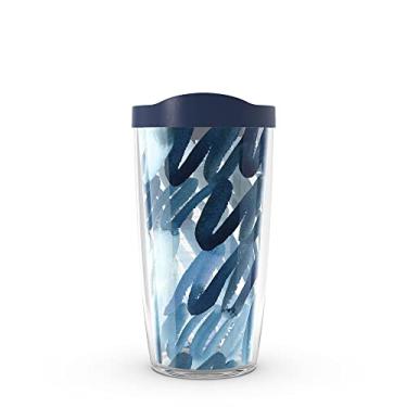 Imagem de Tervis Yao Cheng - Scribbles in Blue Made in USA Copo de viagem com isolamento térmico de parede dupla mantém as bebidas frias e quentes, 473 ml, clássico