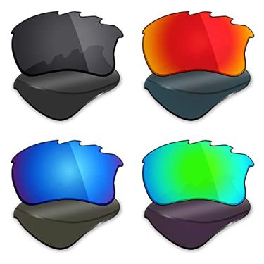 Imagem de 4 pares de lentes polarizadas de substituição Mryok para óculos de sol Oakley Flak Jacket XLJ ventilado – Stealth preto/vermelho fogo/azul gelo/verde esmeralda