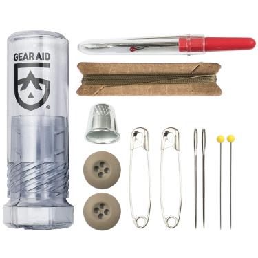 Imagem de Gear Aid Kit de costura ao ar livre para reparos de equipamentos com agulhas, pinos de segurança, botões e estripador de costura, preto