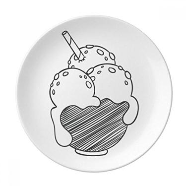 Imagem de Black Bowl Biscuits Placa de sorvete Decorativa de Porcelana Salver Prato de Jantar
