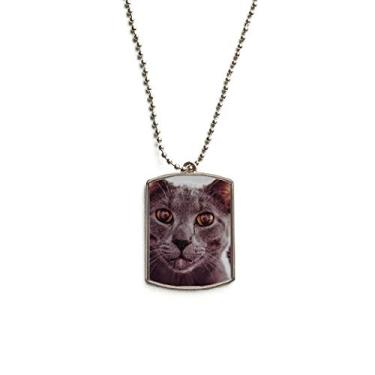 Imagem de DIYthinker Animal Grande Olho Cinza Fotografia de Gato Corrente de Aço Inoxidável Pingente Colar para Animais de Estimação