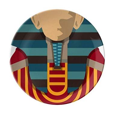 Imagem de Prato de faraó vermelho egípcio vermelho amarelo azul decorativo de porcelana salver louça de jantar