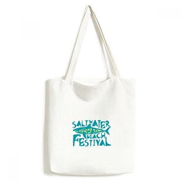 Imagem de Bolsa de lona para festivais de praia de tubarão Saltwater bolsa de compras casual
