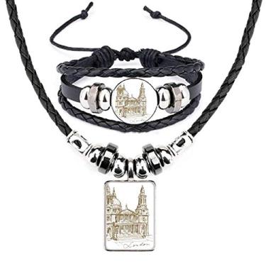 Imagem de St.Paul's Cathedral England London pulseira de couro conjunto de joias