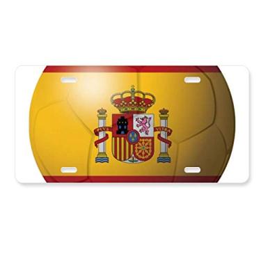 Imagem de DIYthinker Placa de licença de futebol americano da Espanha com bandeira nacional em aço inoxidável