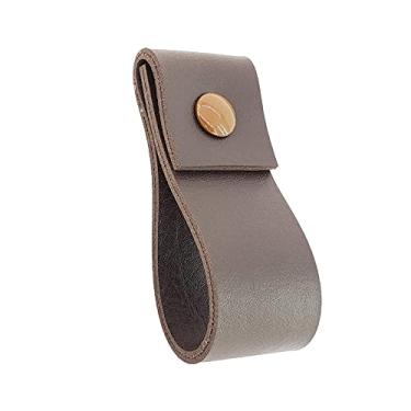 Imagem de Puxador Doba Parafuso - Textura de Couro Marrom Escuro - Parafuso Marrom