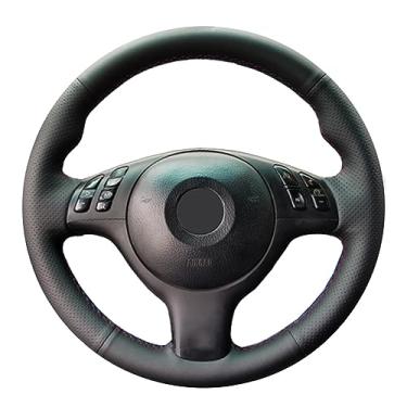 Imagem de Capas de volante de carro de couro preto costuradas à mão, para BMW E46 E39 330i 540i 525i 530i 330Ci M3 2001-2003