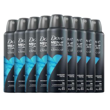 Imagem de kit 9 Desodorantes Aerosol Dove Clinical Cuidado Total Men 150ml/91g
