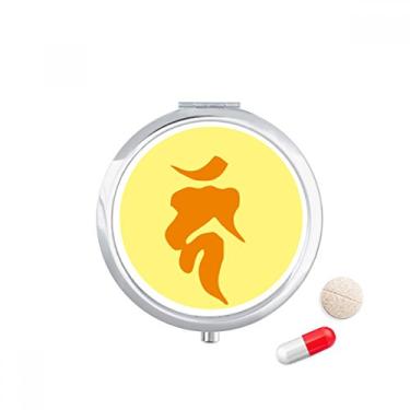 Imagem de Budismo Religião Sânscrito Presunto Viagem Bolso Estojo de Comprimidos Dispensador de Remédio Drug Storage Box Espelho Presente