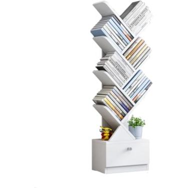 Imagem de Prateleira de árvore, estante em formato de árvore, estante em pé com gaveta, suporte de chão multifuncional simples e moderno para sala de estar, quarto, branco, 8 andares 421Sensacional