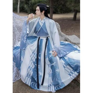 Imagem de Fantasia chinesa tradicional dinastia Hanfu masculina cosplay fantasia vestido de dança roupas de Halloween azul para homens plus size