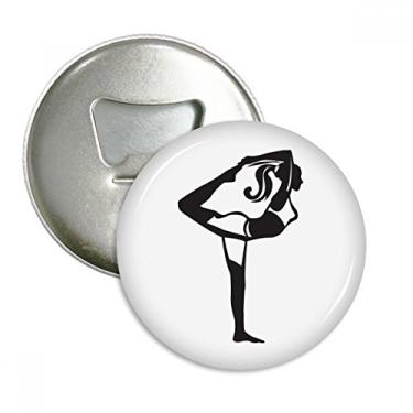 Imagem de Abridor de garrafa redondo para ioga, menina, para ioga, manter, silhueta, pinos de ímã, emblema, botão, 3 peças