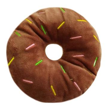 Imagem de Brinquedo De Pelúcia Pequeno Para Cães Pet Premium Cenoura Banana Melancia Laranja Morango Pirulito Donuts Pimenta Estrela Nuvem Coxa Beringela Nuvem Divertida (Donuts Marrom)