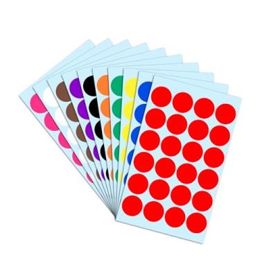 Imagem de Etiquetas adesivas redondas coloridas para círculos - 10 cores sortidas, Red, Purple, Blue, Black, Yellow, Brown, Orange, Pink, White, Green, 1 inch (Round)