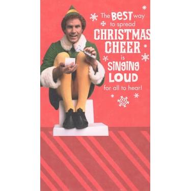 Imagem de Today and Always by American Greetings Buddy the Elf Merry Christmas Porta-cartões de presente – A melhor maneira de espalhar a alegria do Natal é cantar alto para todos ouvirem!, Vermelho
