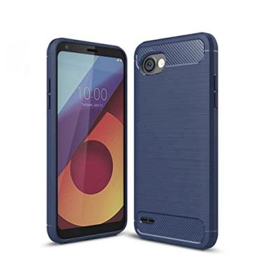 Imagem de Manyip Capa LG Q6, capa fibra de carbono anti-riscos e resistente impressões digitais totalmente protetora capa de couro Cover Case adequada para LG Q6