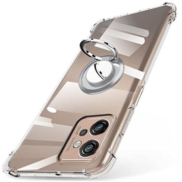 Imagem de ZHIYIWU Capa de telefone projetada para Moto G Power 4G 2023 com anel transparente suporte de silicone macio TPU à prova de choque anti-arranhões capa protetora - transparente