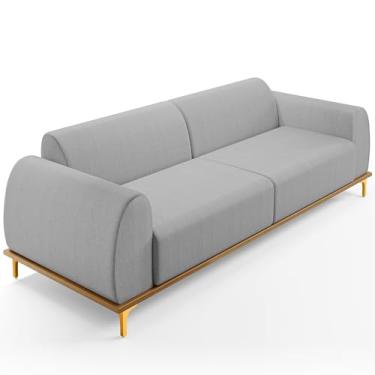 Imagem de Sofá 03 Lugares Para Sala de Estar Kiev 210 cm D02 Linho Cinza D-315 - Lyam Decor