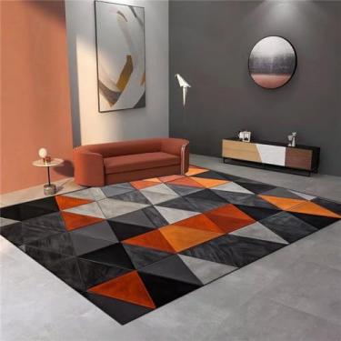 Imagem de Tapetes de decoração para casa para sala de estar, sofá geométrico laranja, mesas de centro, tapetes antiderrapantes para quarto, fiapos, grátis 7,180 x 280 cm, 71 x 110 pol.