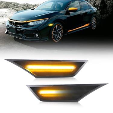 Imagem de Civic Luzes Marcadoras Laterais Âmbar, Sequencial, Luz de Direção, Plug N Play, Lente Fumada para Honda Civic 2016 2017 2018 2019 2020