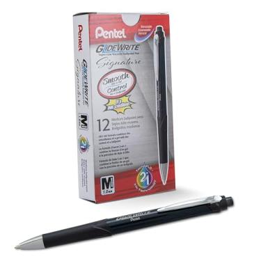 Imagem de Pentel Caneta esferográfica Glidewrite Signature Black Barrel, (1,0 mm), linha média, tinta preta, 12 canetas (BX930A-A)