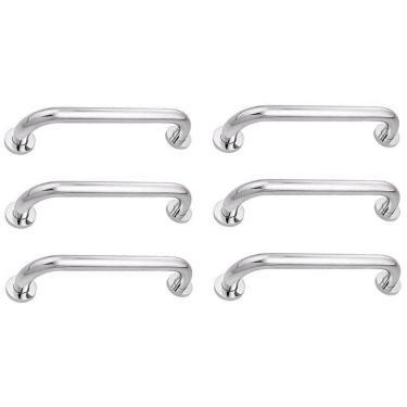 Imagem de Alça De Apoio 30cm Barra Inox Kit 6 Unidades Idoso Cadeirante Deficiente Banheiro Corrimao Segurança
