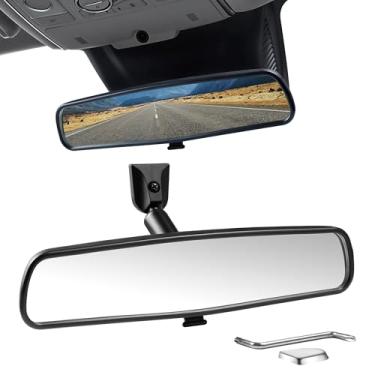 Imagem de Espelho retrovisor, retrovisor universal de 27,2 cm, espesso, antirreflexo, HD, compatível com Toyota, Honda, Civic Accord, Nissan, Chevrolet, Ford, F150, Focus, Jeep, Subaru, Hyundai, Kia, Mazda