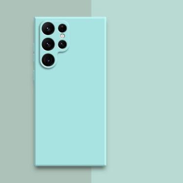 Imagem de Capa quadrada de silicone líquido para Samsung Galaxy S23 S24 Ultra S22 Plus S21 FE S20 Note 20 10 S8 9 10 Plus Protetora de tecido macio telefone Back Cove, ciano, para Samsung S10E
