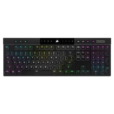 Imagem de Teclado mecânico para jogos Corsair K100 AIR Wireless RGB — ultrafino, Slipstream de menos de 1 ms, Bluetooth de baixa latência, interruptores de teclas Cherry MX de perfil ultrabaixo — layout NA, QWE