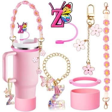 Imagem de Stanley Conjunto de acessórios de copo 6 peças para 850 g e 1,134 g, inclui tampa de capa de canudo de iniciais de silicone, bota, alça de alça de garrafa de água, anel de copo de borracha, pingente